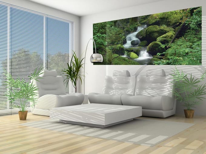 Forest Waterfall Rocks Nature  Photo Wallcovering