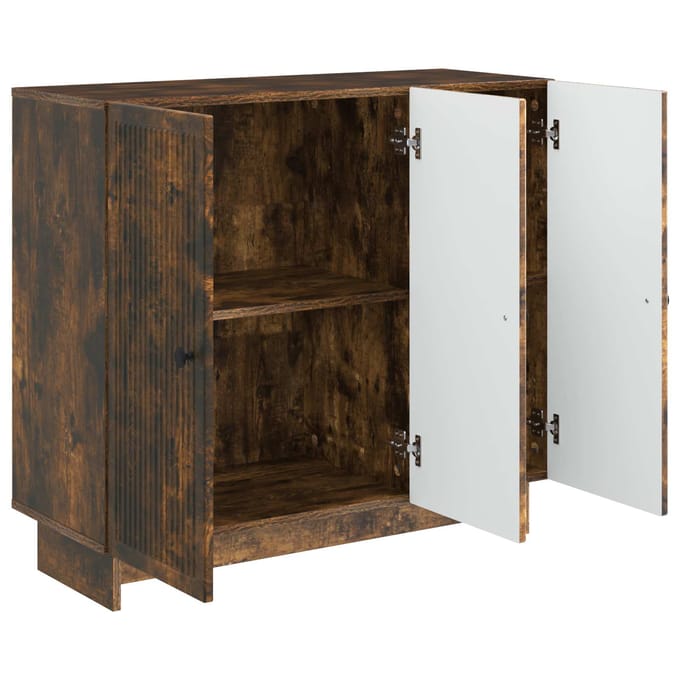 vidaXL - Dressoir - Gerookt - eiken - 89 - x - 34,5 - x - 80 - cm - Bewerkt - hout