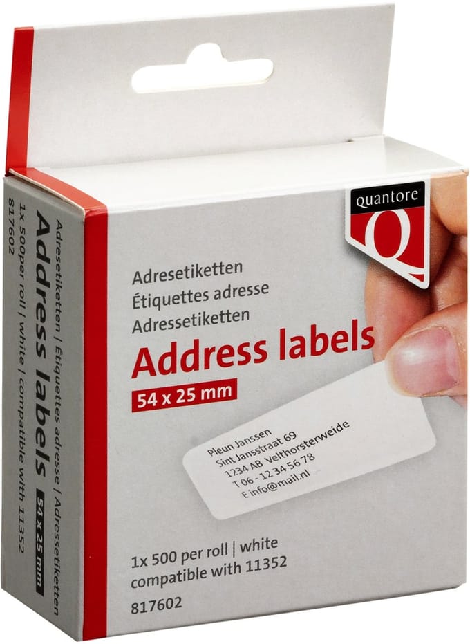 Label etiket quantore 11352 54mmx25mm retour wt