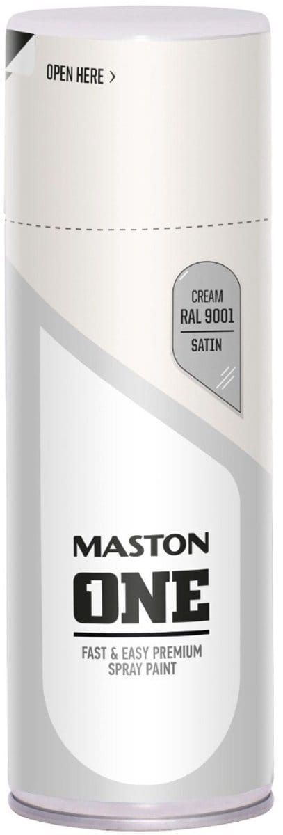 Maston ONE - spuitverf - zijdeglans - crèmewit (RAL 9001) - 400 ml - spuitbus verf