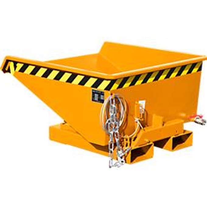 Mini spanencontainer type EXPO-E 225, kabelbediend kantelproces, capaciteit 0,225 m³, tot 750 kg, geel-oranje RAL 2000