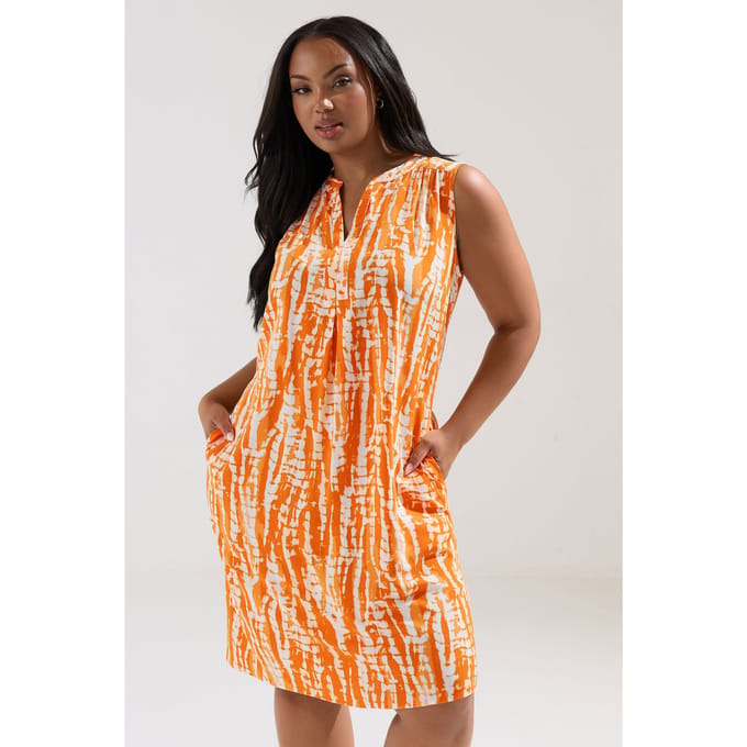 Yours Oranje Abstracte Minijurk Met Inkeping In De Hals Size 54-56