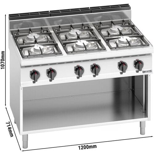 GGM Gastro Gasherd - 33,5 kW - 6 Brenner Zilver