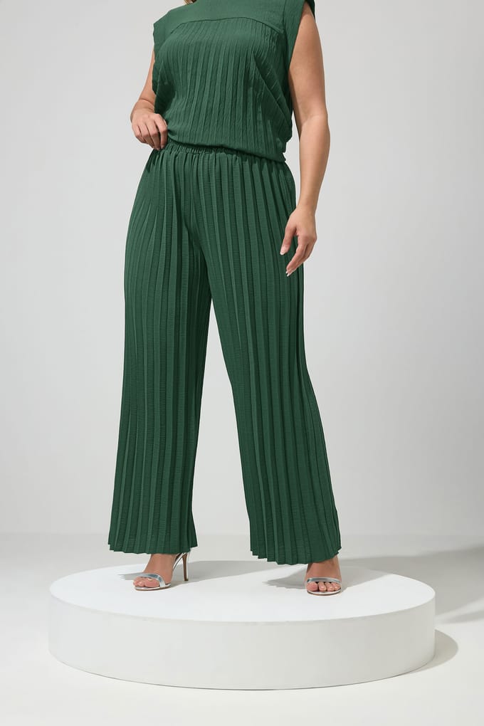 Yours London Groene Geplooide Broek Size 52