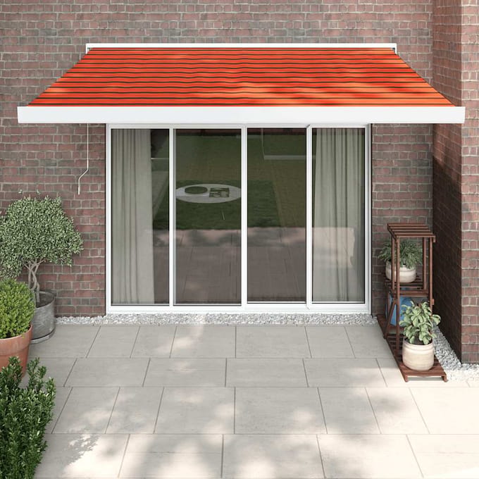 vidaXL - Uitschuifbare - luifel - Oranje - en - Bruin - 350 - x - 250 - cm