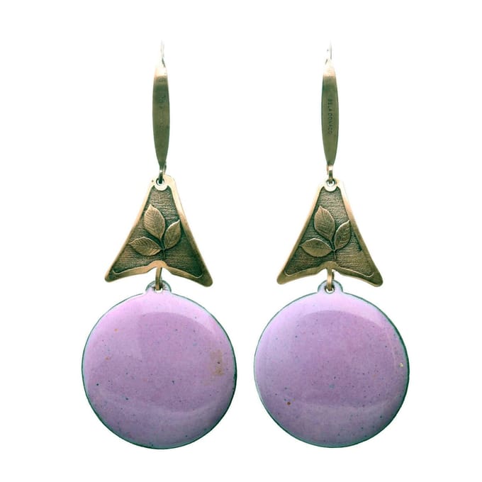 Bela Donaco - Oorbellen Enamel – Glas Emaille – Bohemian – Lila – Koper