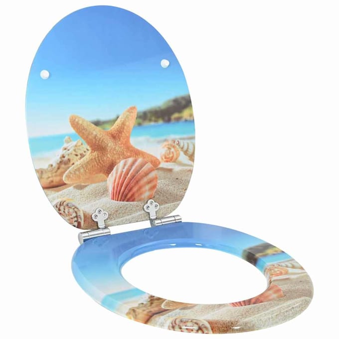 vidaXL - Toiletbril - Zee - Schelp - 44 - x - 38 - cm - Bewerkt - hout