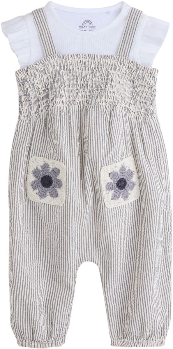 Next - Meisjes - Babytuinbroekje en rompertje, 2-delige set - Wit