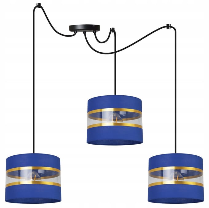 Spider Plafondlamp Goud/Marineblauw - 3xE27 - Verstelbaar