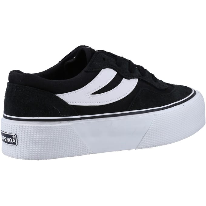 Superga 3041 Revolley Colorblock Platform Leer Dames Zwart/Wit Trainers