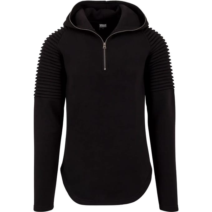 Urban Classics - Pleat Sleeves Terry HiLo Hoodie/trui - M - Zwart