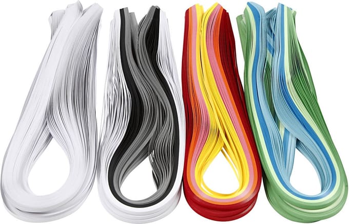 Quilling stroken, L: 78 cm, B: 5 mm, 120 gr, diverse kleuren, 12x100 stuk