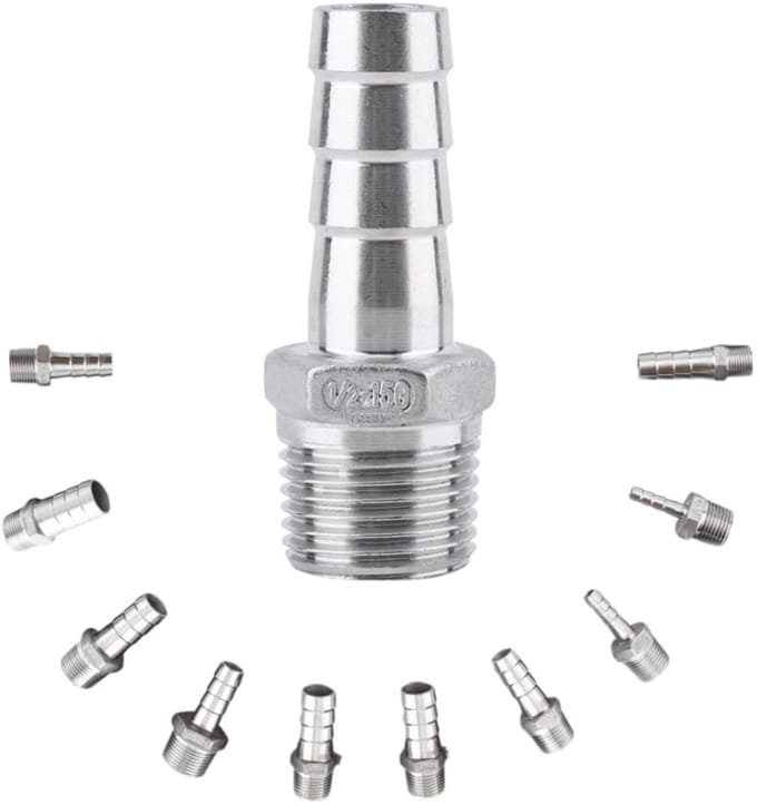 Allecto - Slangpilaarfittingen - Roestvrij staal - 1/2×15mm
