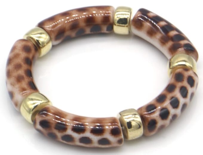 armband in panterprint met goud detail - elastisch - cadeau tip - kerst