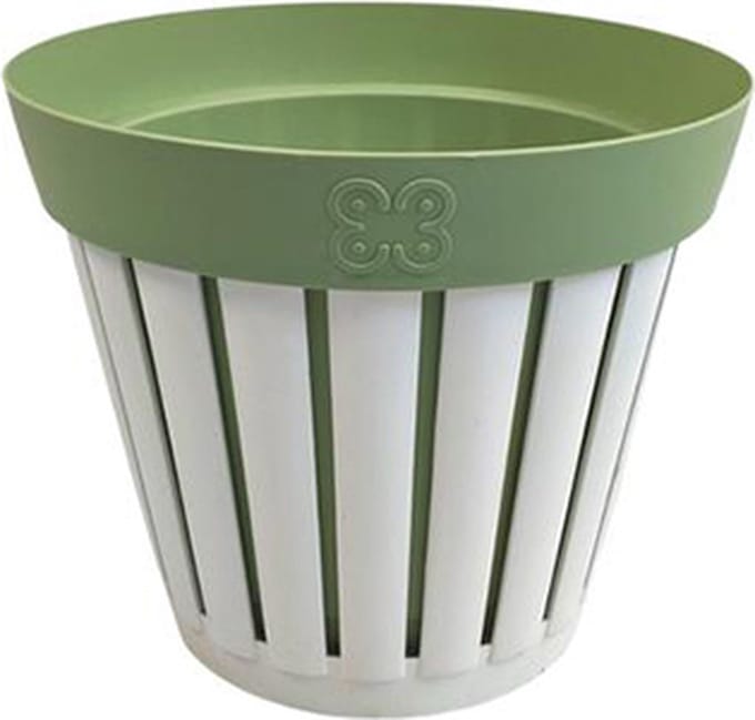 Bloempot 'Kreta' 20 - Wit / Groen - Buiten - Rond