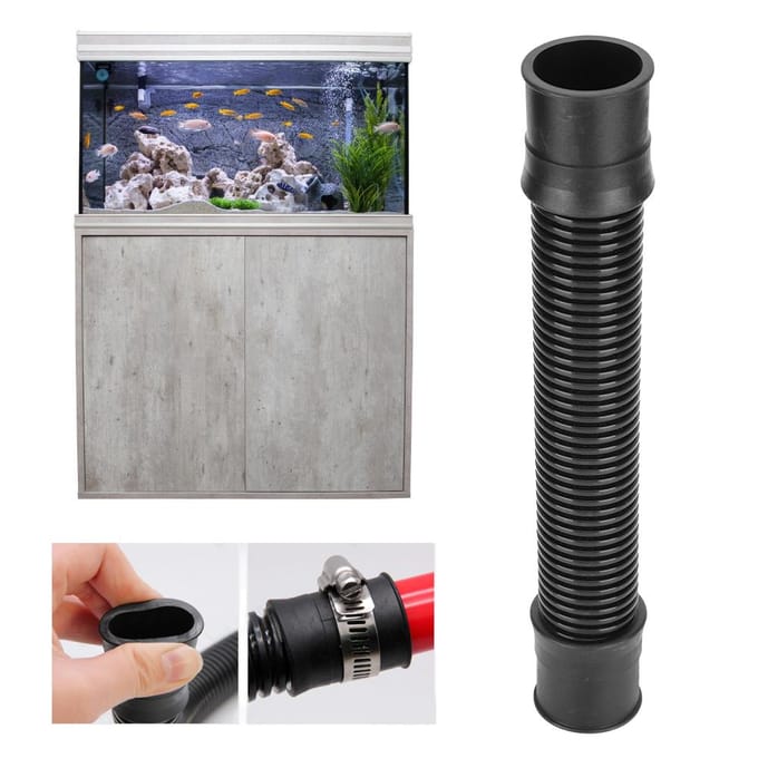 Visbak Golfslang Aquarium Balg Pomp Aansluiting Watertoevoer Waterval Pijp ID 32mm(0,3 black