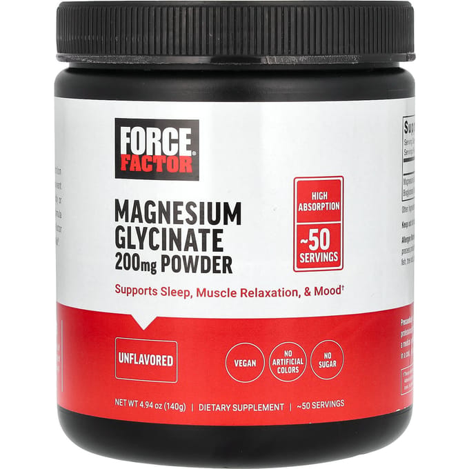 Force Factor, Magnesiumglycine Poeder, Ongezoet, 140 g (140 g)