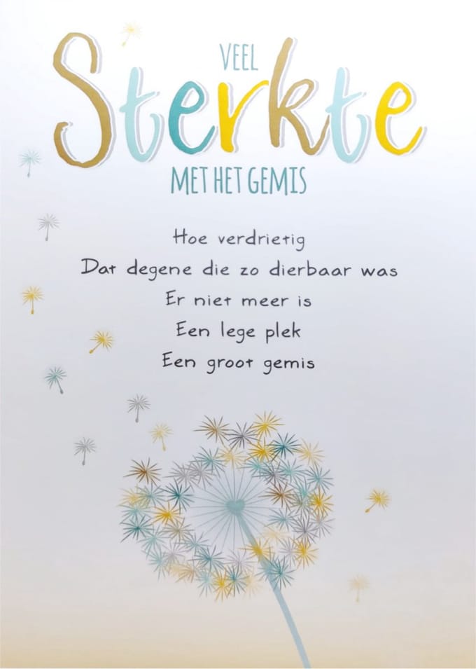 Kaart - Artige - Intense - Veel sterkte met het gemis - TE063-B