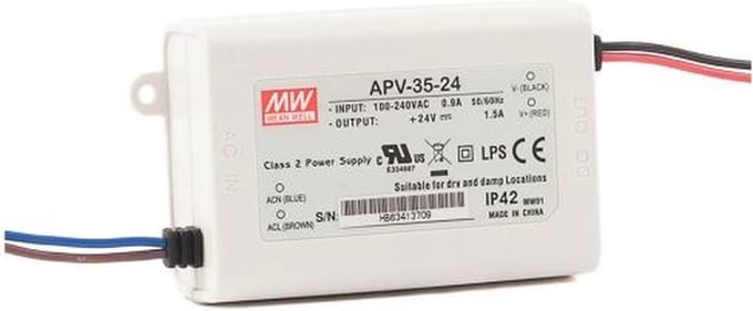 Meanwell LED Trafo 36W 24VDC 1.5A IP20 CV APV-35-24