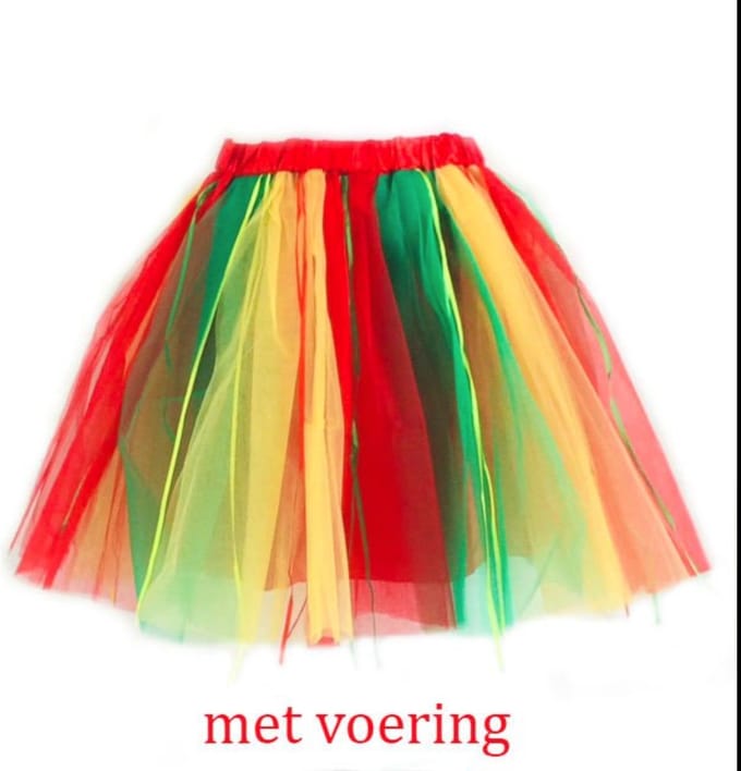 Tutu - carnaval (rood,geel,groen) - 44 cm