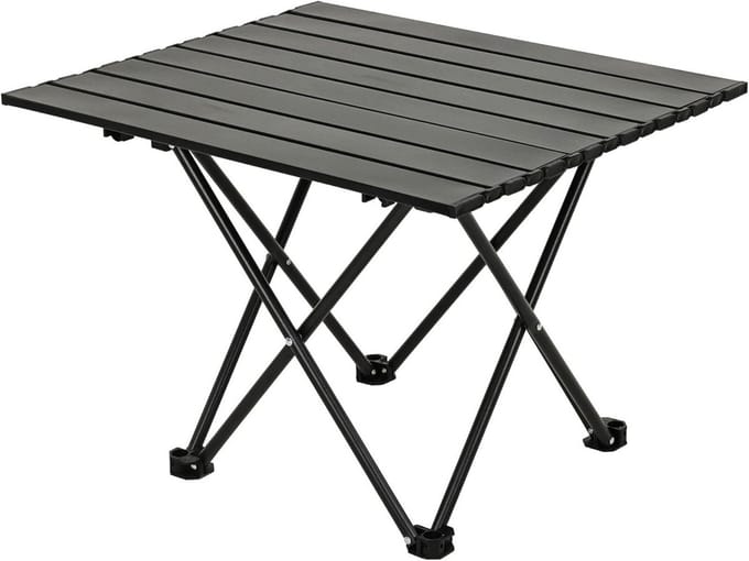 Klaptafel Metaal - Compacte Tafel - Ruimtebesparing Buiten - Robuust 0.4mm Metaal - 56x40x46 cm - Zwart