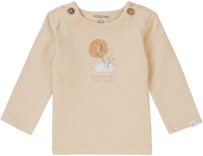 Noppies Unisex Tee Bethal long sleeve Unisex T-shirt - Biscotti - Maat 62