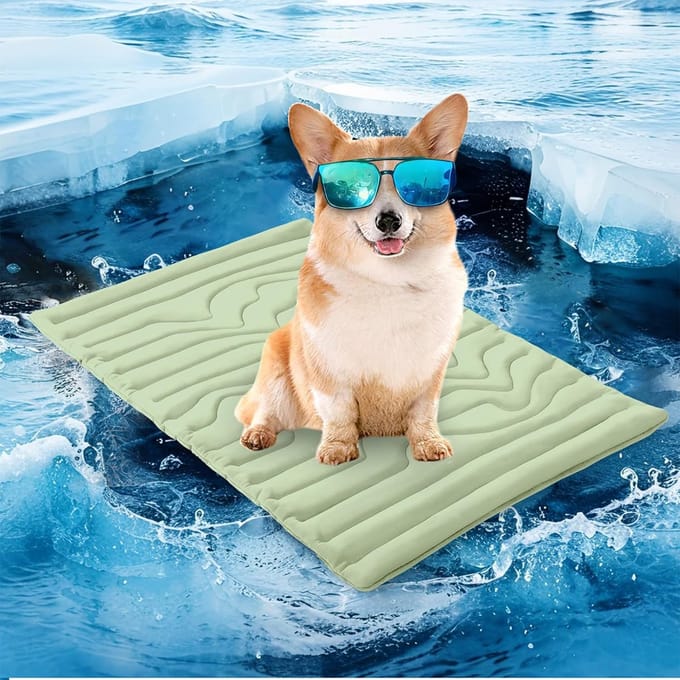 Hondenkoelmat - Draagbaar - 91x58cm - Zomerbed voor honden - Antislip - Wasbaar - Groen - M