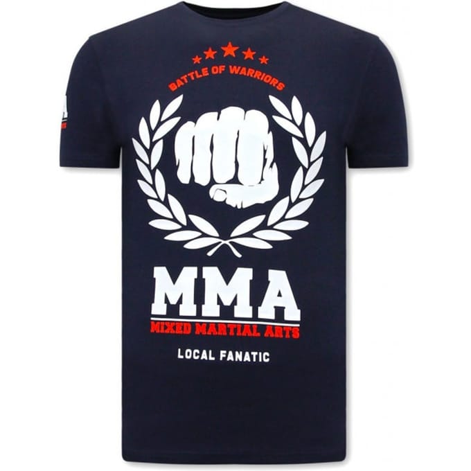 T-shirt Heren met Opdruk - MMA Fighter - Blauw