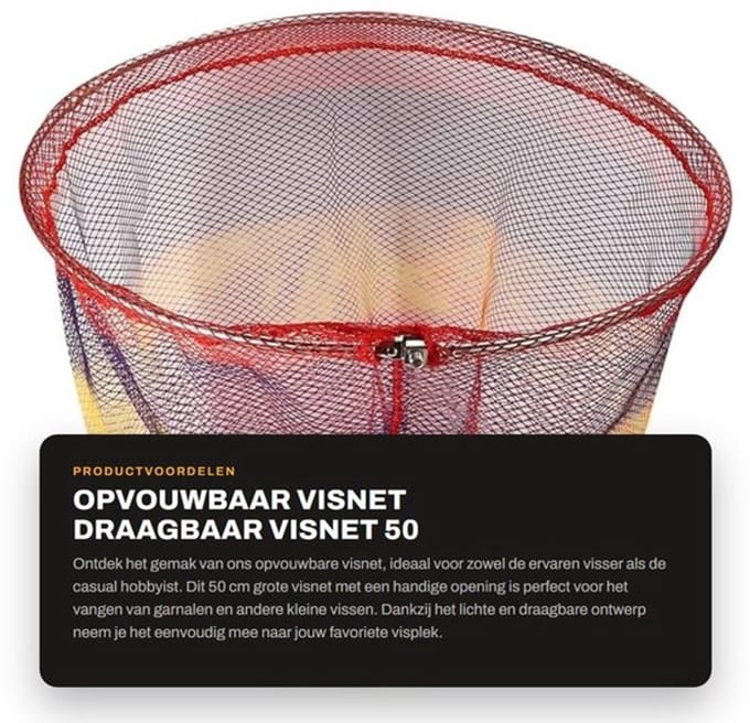 Opvouwbaar Visnet 50 cm - Draagbaar Visnet - 3 Lagen Visnet - Garnalen Aas Net - Professioneel Visnet - Hoogwaardige Kwaliteit