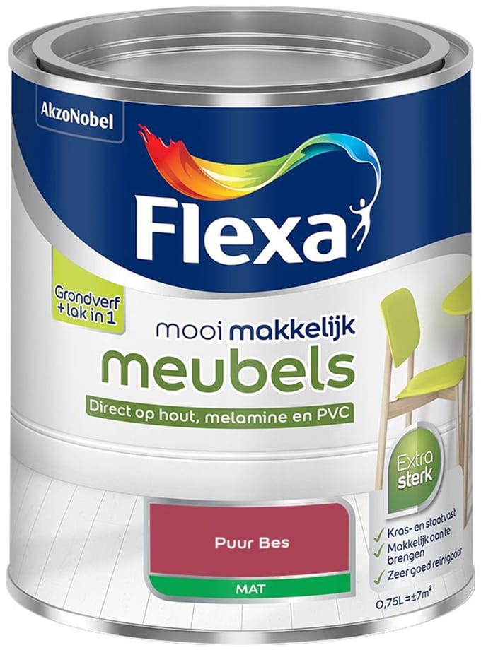 Flexa - Mooi Makkelijk Meubels Mat - Puur Bes - Mengverf - 750 Ml