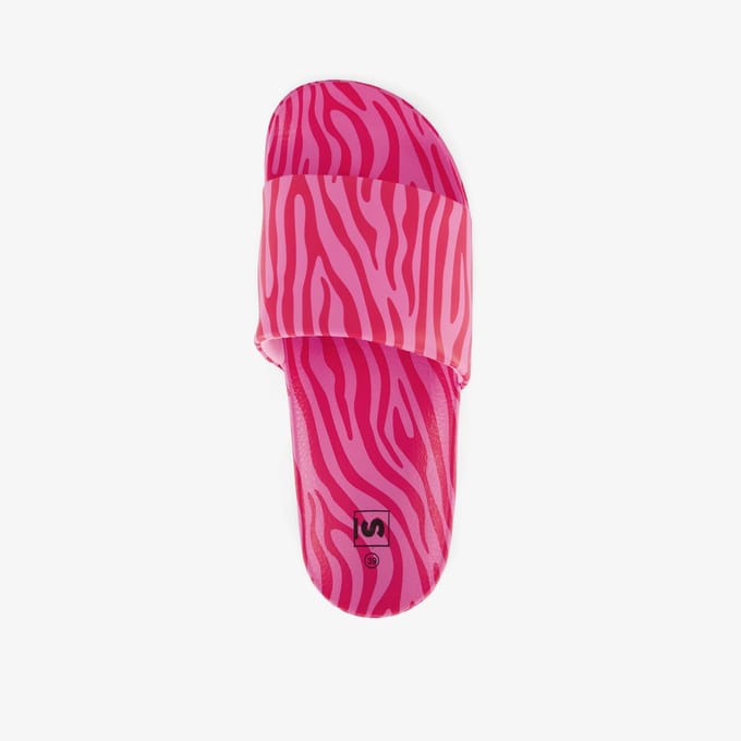 Dames badslippers met zebraprint roze rood - Maat 36