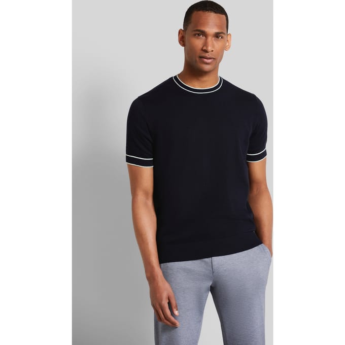 Bugatti Herren T-shirt met contrasterende strepen