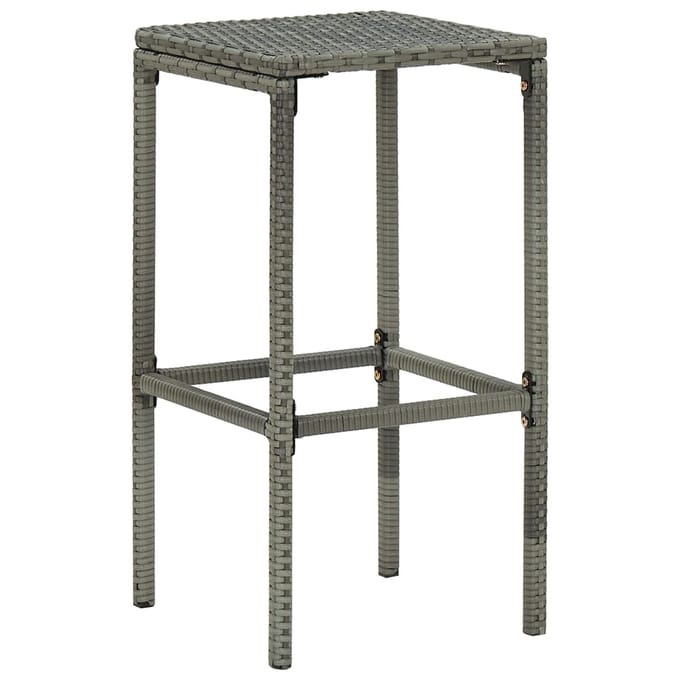 vidaXL - Barkrukken - met - kussens - 3 - st - poly - rattan - grijs