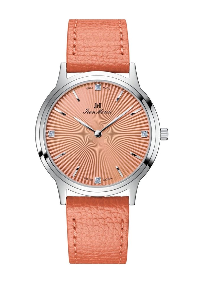 Jean Marcel Asteria - horloge - abrikoos / oranje - lederen band / leer - 36 mm
