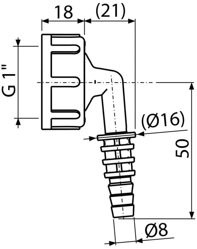 1  Elleboog Sifon Connector, 8-16 Mm Slangaansluiting