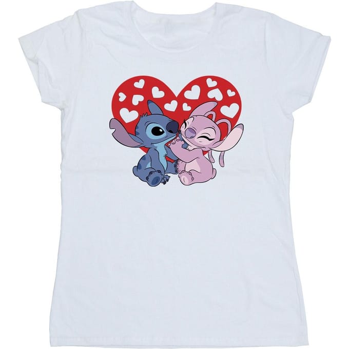 Disney Dames/Dames Lilo & Stitch Hartjes Katoenen T-Shirt (Wit)