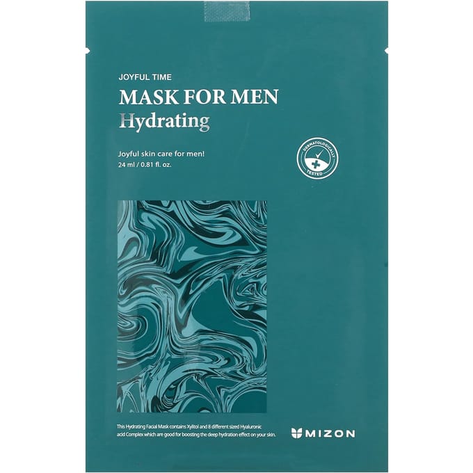 Mizon, Men's, Hydrating Beauty Mask, 1 Sheet Mask, 0.81 fl oz (24 ml) blue