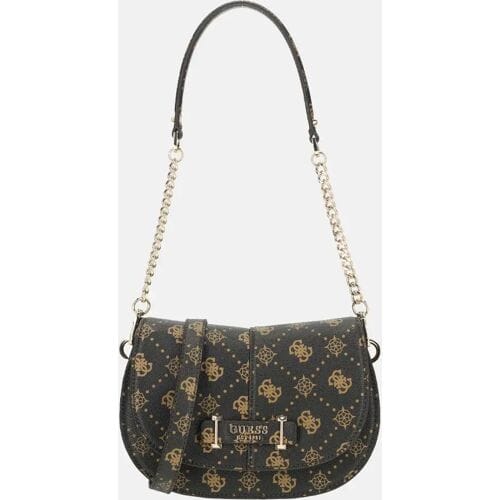 GUESS schoudertas Carrie Logo Flap Shoulder Bag Espresso Logo donkerbruin