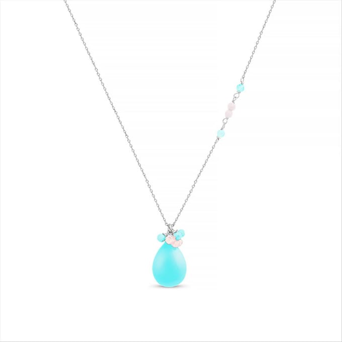Luxeketting, metaallegering adak en turkoois gerhodineerd
