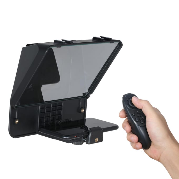 Andoer A10 Draagbare Smartphone DSLR Camera Teleprompter Prompter met Telefoonhouder Afstandsbediening zwart