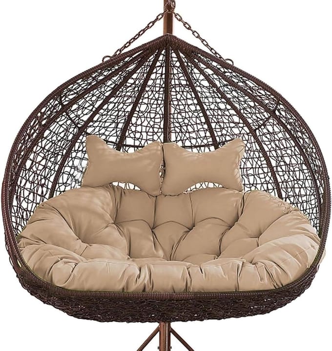 Hangend Stoelkussen - Dubbel Kussen - Buiten Ontspannen - Extra Dikke Vulling - 150x110 cm - Kaki