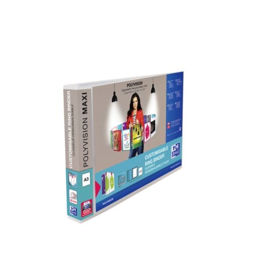 Presentatieringband Oxford Polyvision Maxi A3 dwars 4-rings D-mechaniek 45mm transparant