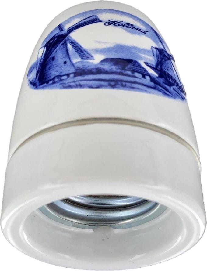 Lamphouder E27 Porselein - Wit / Blauw (Dutch design)