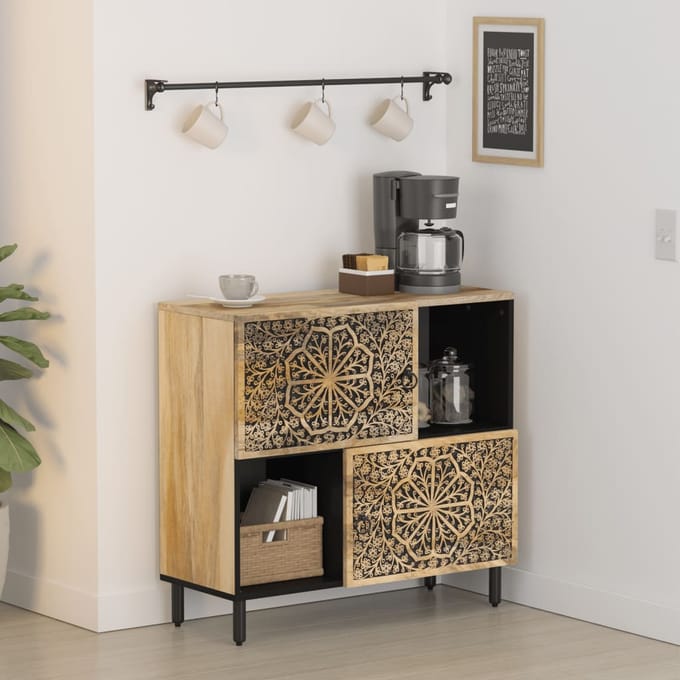 vidaXL - Bijzetkast - 80x33x75 - cm - massief - mangohout