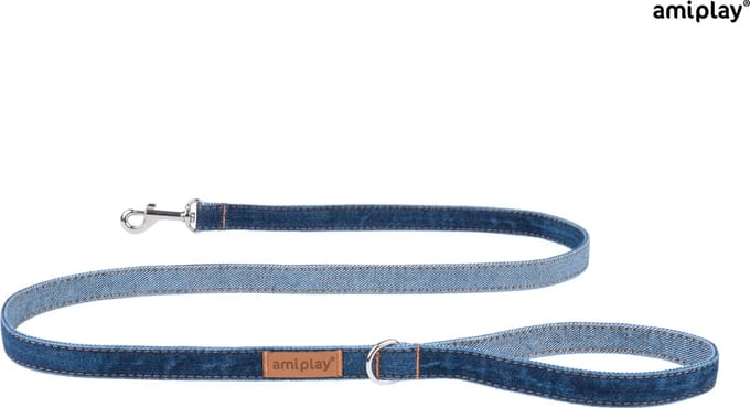 AmiPlay Prestige Hondenlijn / Hondenriem - Denim - Navy - L - Breedte: 2 cm - Lengte: 140 cm