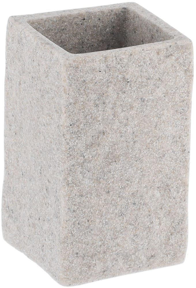 Tendance Badkamer tandenborstelbeker Ruby - grijs - steen look - kunststof - D6 x H10 cm