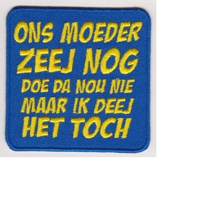 embleem ons moeder zeej nog blauw geel