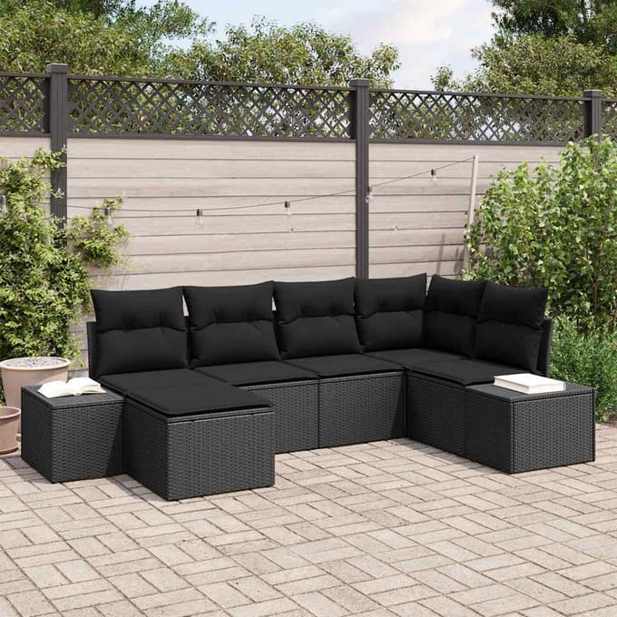 vidaXL Tuin Sofa Set 6 st Zwart poly rattan