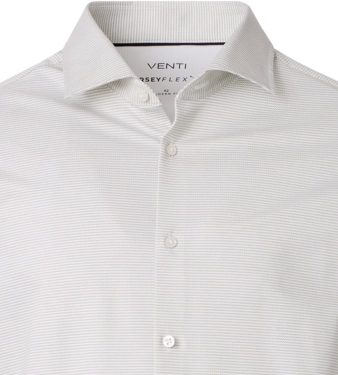 VENTI modern fit overhemd - jersey - lichtgroen gestreept - Strijkvriendelijk - Boordmaat: 43