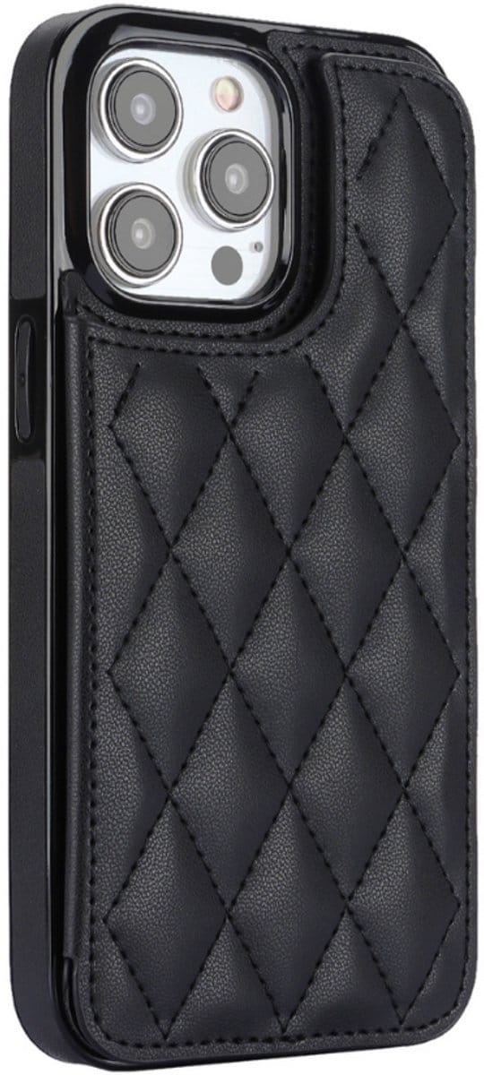 Hoesje geschikt voor iPhone 17 Pro Max - Backcover - Pasjeshouder - Kunstleer - Zwart